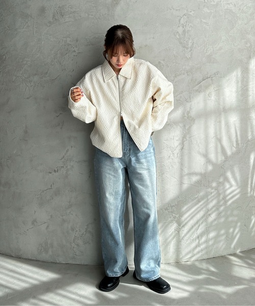 our ダブルジッパーの綺麗めブルゾン WEB限定 WARDROBE SMART】ダブルニット ジップブルゾン