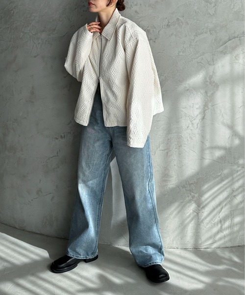 feepur（フェピュール）の「ジャガードダブルジップブルゾン（ブルゾン・レディース・ブラック/アイボリー・MEDIUM）」の7枚目の写真