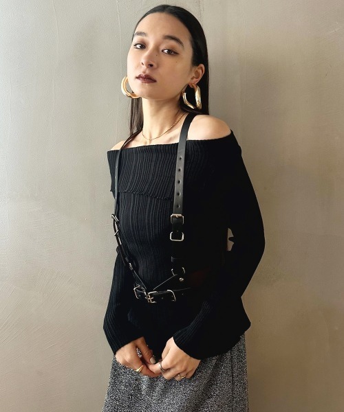 SEN TOKYO（セントーキョー）の「個性派プラスワン♪PUレザー サスペンダーベルト（ベルト・レディース・ベージュ/ブラック・FREE）」の8枚目の写真
