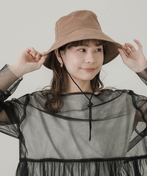 SMELLY（スメリー）の「『撥水/UVカット』ハッスイドロストバケットハット（ハット・レディース・ブラウン/アイボリー/ブラック・-）」の14枚目の写真