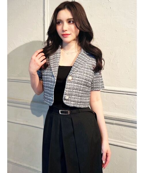 RESEXXY（リゼクシー）の「ツイードコンパクトジャケット【セットアップ着用可能】（テーラードジャケット・レディース・ピンク/ブラック/ブルー・FREE）」の4枚目の写真