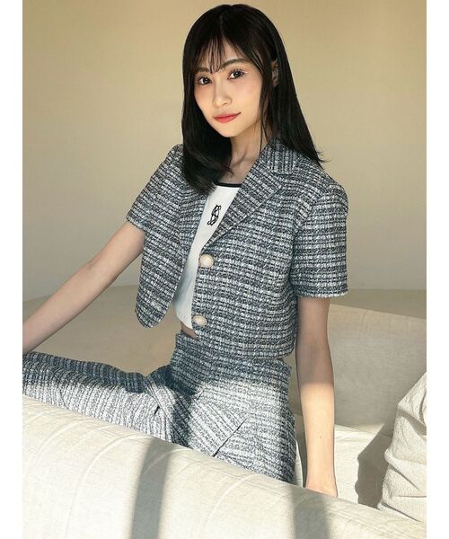 RESEXXY（リゼクシー）の「ツイードコンパクトジャケット【セットアップ着用可能】（テーラードジャケット・レディース・ピンク/ブラック/ブルー・FREE）」の8枚目の写真