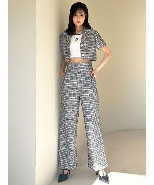 RESEXXY（リゼクシー）の「ツイードコンパクトジャケット【セットアップ着用可能】（テーラードジャケット・レディース・ピンク/ブラック/ブルー・FREE）」の10枚目の写真