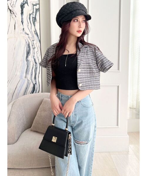 RESEXXY（リゼクシー）の「ツイードコンパクトジャケット【セットアップ着用可能】（テーラードジャケット・レディース・ピンク/ブラック/ブルー・FREE）」の14枚目の写真