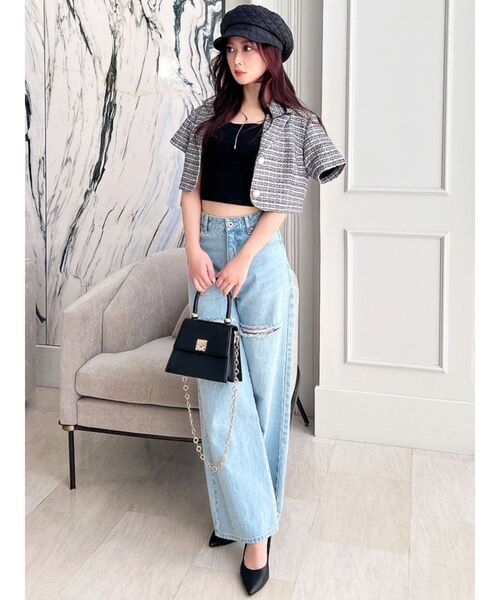 RESEXXY（リゼクシー）の「ツイードコンパクトジャケット【セットアップ着用可能】（テーラードジャケット・レディース・ピンク/ブラック/ブルー・FREE）」の15枚目の写真