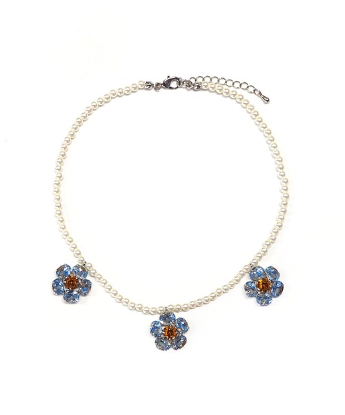 Casselini(キャセリーニ)の「Casselini(キャセリーニ)フラワービジューネックレス(ネックレス・レディース・クリア/ブルー/ブラック・FREE)」の9枚目の写真