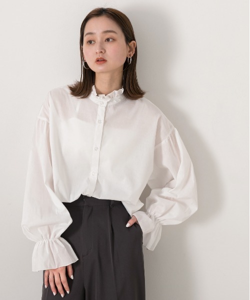 ad thie（アドティエ）の「キャンディスリーブ 2WAYブラウス（シャツ/ブラウス・レディース・サックスブルー系/グレイッシュベージュ/オフホワイト/ベージュ系・FREE）」の8枚目の写真