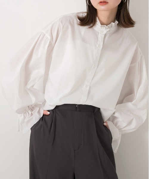 ad thie（アドティエ）の「キャンディスリーブ 2WAYブラウス（シャツ/ブラウス・レディース・サックスブルー系/グレイッシュベージュ/オフホワイト/ベージュ系・FREE）」の9枚目の写真