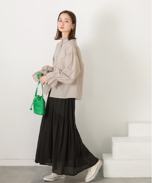 ad thie（アドティエ）の「キャンディスリーブ 2WAYブラウス（シャツ/ブラウス・レディース・サックスブルー系/グレイッシュベージュ/オフホワイト/ベージュ系・FREE）」の14枚目の写真