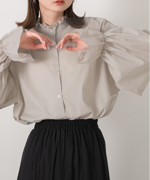 ad thie（アドティエ）の「キャンディスリーブ 2WAYブラウス（シャツ/ブラウス・レディース・サックスブルー系/グレイッシュベージュ/オフホワイト/ベージュ系・FREE）」の15枚目の写真
