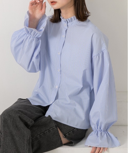 ad thie（アドティエ）の「キャンディスリーブ 2WAYブラウス（シャツ/ブラウス・レディース・サックスブルー系/グレイッシュベージュ/オフホワイト/ベージュ系・FREE）」の22枚目の写真