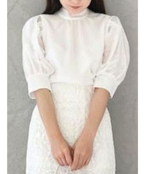 MERCURYDUO（マーキュリーデュオ）の「2WAYリボンパワショルブラウス（シャツ/ブラウス・レディース・ラベンダー/チャコールグレー/オフホワイト・FREE）」の2枚目の写真