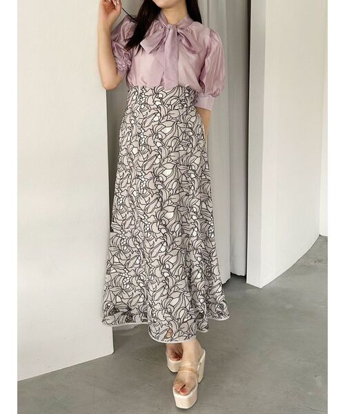 MERCURYDUO（マーキュリーデュオ）の「2WAYリボンパワショルブラウス（シャツ/ブラウス・レディース・ラベンダー/チャコールグレー/オフホワイト・FREE）」の18枚目の写真