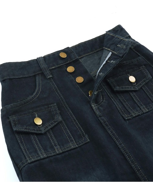 anap mimpi（アナップミンピ）の「デニム タイト 裾フリンジ ロング マキシ ワンピース（デニムスカート・レディース・ブルー・S/M）」の9枚目の写真