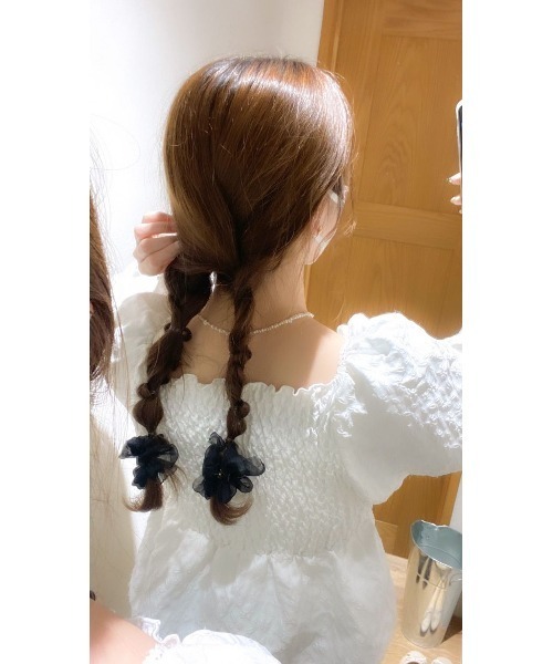 flower(フラワー)の「エアリーシュシュクリップ(バレッタ/ヘアクリップ・レディース・ブラック/アイボリー・FREE)」の15枚目の写真