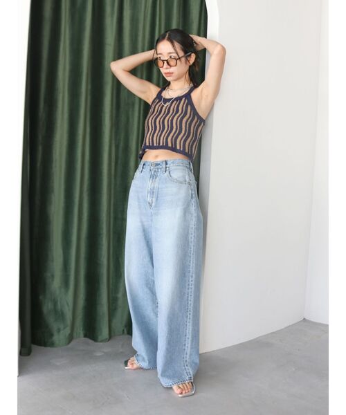 Ungrid（アングリッド）の「ジャカードニットキャミ（キャミソール・レディース・ピンク/ネイビー・FREE）」の5枚目の写真