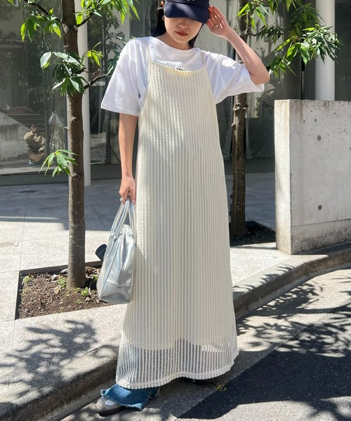セール】【新色追加】メッシュキャミラインワンピース