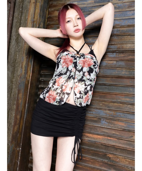 DURAS（デュラス）の「Floral halter neck（チューブトップ・レディース・レッド/ブラック・FREE）」の4枚目の写真
