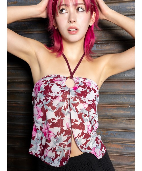 DURAS（デュラス）の「Floral halter neck（チューブトップ・レディース・レッド/ブラック・FREE）」の12枚目の写真
