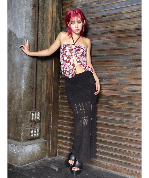 DURAS（デュラス）の「Floral halter neck（チューブトップ・レディース・レッド/ブラック・FREE）」の14枚目の写真