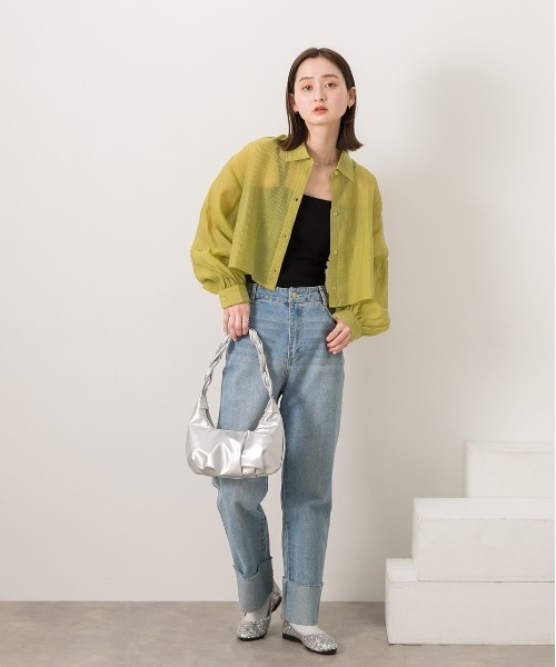 ad thie(アドティエ)の「サッカー素材 ショート丈シャツ(シャツ/ブラウス・レディース・オリーブ/ブラック/オフホワイト/サーモンピンク・FREE)」の20枚目の写真