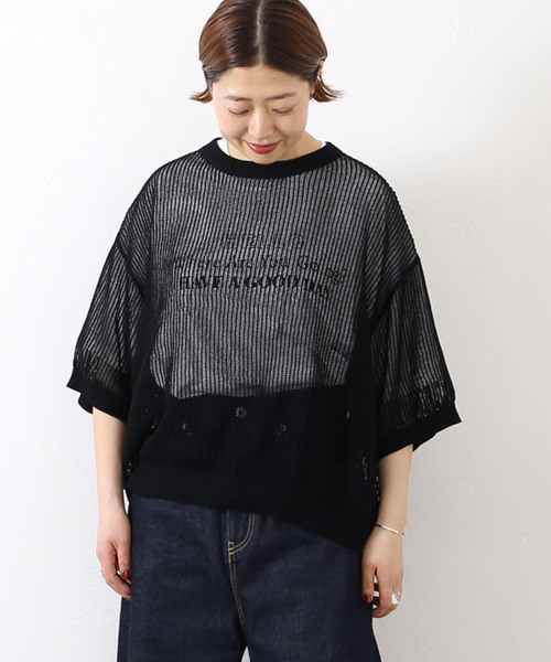 JOURNAL STANDARD LUXE(ジャーナルスタンダード ラックス)の「《追加》メッシュ クルーネックTシャツ(その他トップス・レディース・ブラック/ホワイト・FREE)」の2枚目の写真