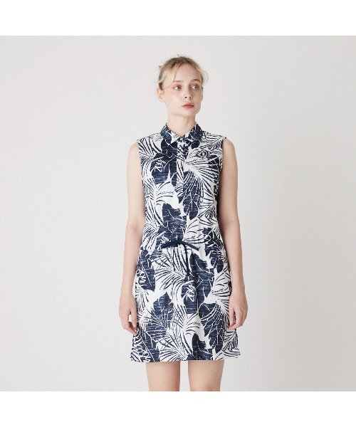 ZOY》WOMENS ステンシルリーフプリント ノースリーブワンピース【公式