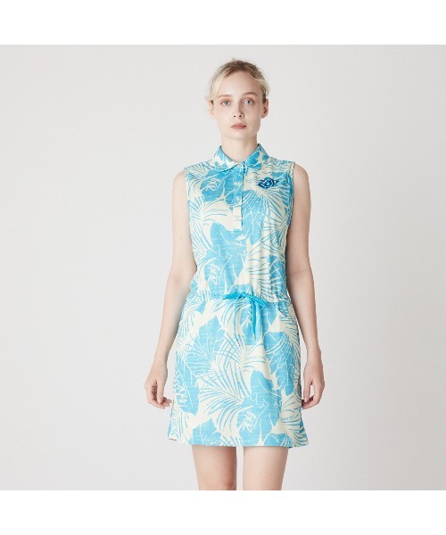 ZOY》WOMENS ステンシルリーフプリント ノースリーブワンピース【公式