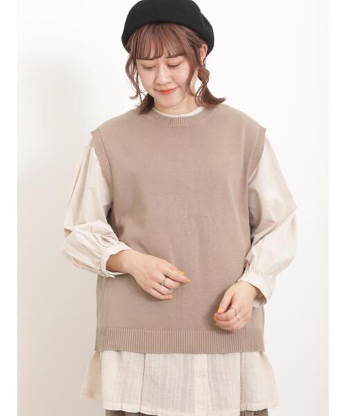 Samansa Mos2（サマンサ モスモス）の「前後2WAYクルーネックベスト（ベスト・レディース・グリーン/キナリ/ベージュ/チャコールグレー・F）」の8枚目の写真