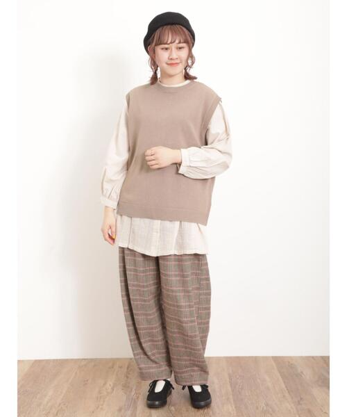 Samansa Mos2（サマンサ モスモス）の「前後2WAYクルーネックベスト（ベスト・レディース・グリーン/キナリ/ベージュ/チャコールグレー・F）」の9枚目の写真