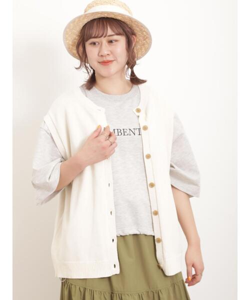 Samansa Mos2（サマンサ モスモス）の「前後2WAYクルーネックベスト（ベスト・レディース・グリーン/キナリ/ベージュ/チャコールグレー・F）」の12枚目の写真