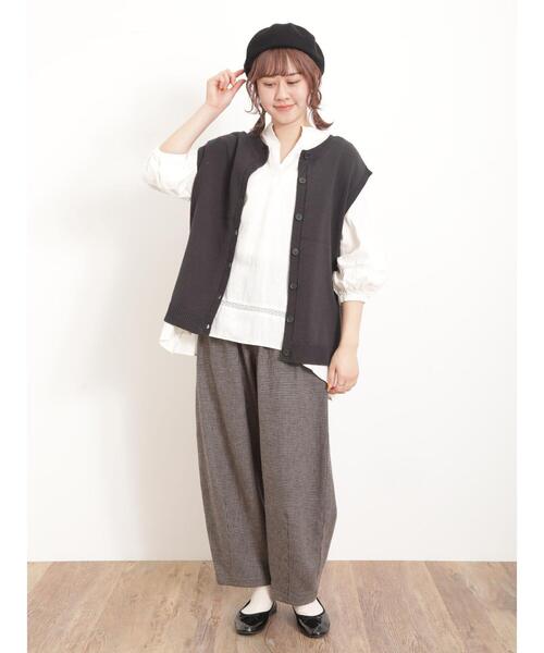 Samansa Mos2（サマンサ モスモス）の「前後2WAYクルーネックベスト（ベスト・レディース・グリーン/キナリ/ベージュ/チャコールグレー・F）」の16枚目の写真