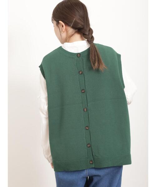 Samansa Mos2（サマンサ モスモス）の「前後2WAYクルーネックベスト（ベスト・レディース・グリーン/キナリ/ベージュ/チャコールグレー・F）」の19枚目の写真