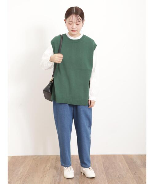 Samansa Mos2（サマンサ モスモス）の「前後2WAYクルーネックベスト（ベスト・レディース・グリーン/キナリ/ベージュ/チャコールグレー・F）」の20枚目の写真