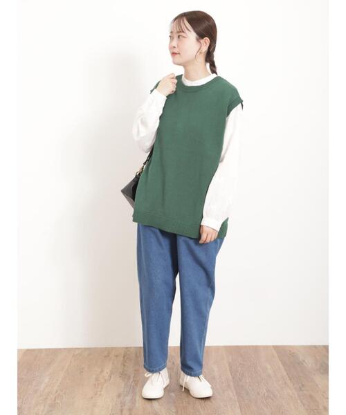 Samansa Mos2（サマンサ モスモス）の「前後2WAYクルーネックベスト（ベスト・レディース・グリーン/キナリ/ベージュ/チャコールグレー・F）」の21枚目の写真