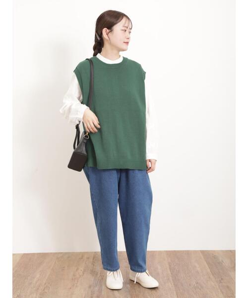 Samansa Mos2（サマンサ モスモス）の「前後2WAYクルーネックベスト（ベスト・レディース・グリーン/キナリ/ベージュ/チャコールグレー・F）」の22枚目の写真