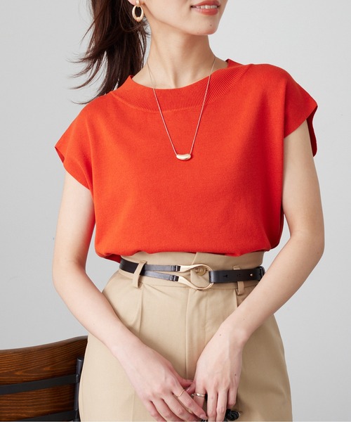 Chez toi（シェトワ）の「コンパクトフレンチスリーブプルオーバー（ニット/セーター・レディース・レッド/ブラック/オフホワイト/グリーン系その他・FREE）」の2枚目の写真