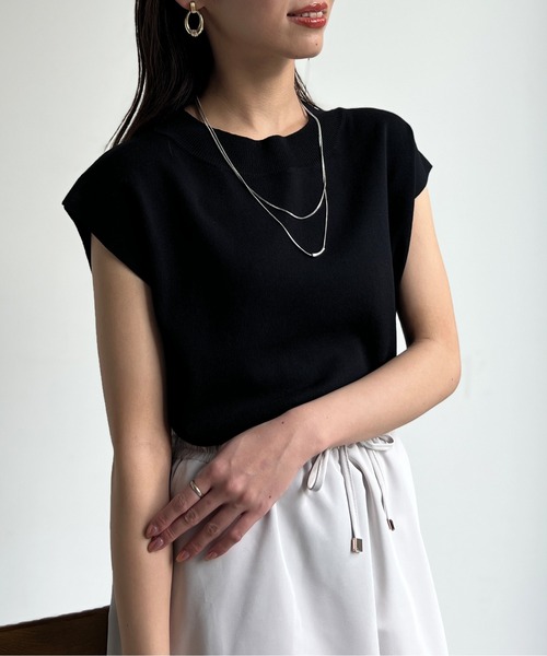 Chez toi（シェトワ）の「コンパクトフレンチスリーブプルオーバー（ニット/セーター・レディース・レッド/ブラック/オフホワイト/グリーン系その他・FREE）」の3枚目の写真