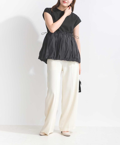 PICCIN(ピッチン)の「【WEB限定】異素材切り替えバルーンプルオーバー(Tシャツ/カットソー・レディース・ブラック/オフホワイト・M)」の5枚目の写真