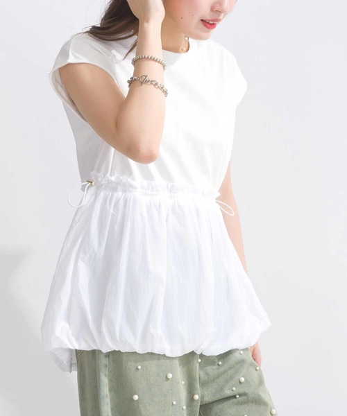 PICCIN(ピッチン)の「【WEB限定】異素材切り替えバルーンプルオーバー(Tシャツ/カットソー・レディース・ブラック/オフホワイト・M)」の14枚目の写真