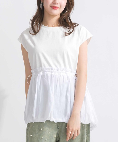 PICCIN(ピッチン)の「【WEB限定】異素材切り替えバルーンプルオーバー(Tシャツ/カットソー・レディース・ブラック/オフホワイト・M)」の11枚目の写真