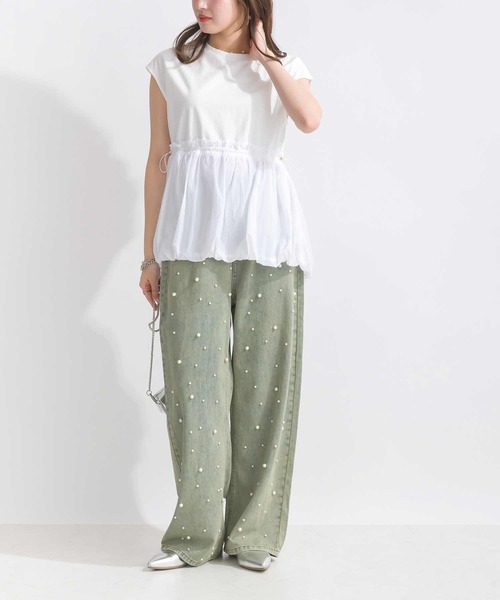 PICCIN(ピッチン)の「【WEB限定】異素材切り替えバルーンプルオーバー(Tシャツ/カットソー・レディース・ブラック/オフホワイト・M)」の16枚目の写真