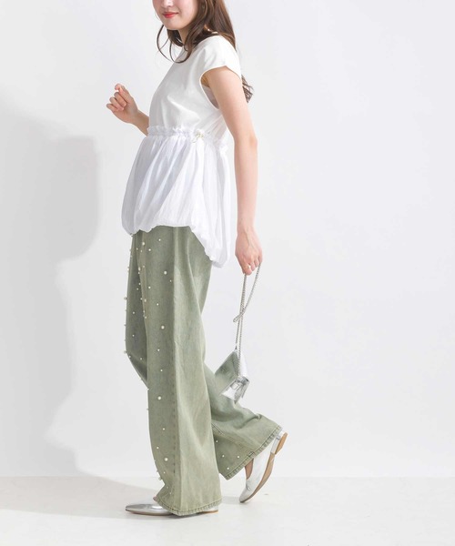 PICCIN(ピッチン)の「【WEB限定】異素材切り替えバルーンプルオーバー(Tシャツ/カットソー・レディース・ブラック/オフホワイト・M)」の6枚目の写真