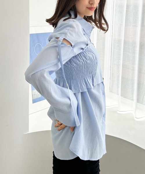 archives(アルシーヴ)の「ZIPビスチェXミドルシャツSET(シャツ/ブラウス・レディース・ブラック/オフホワイト/オレンジ/ブルー・MEDIUM)」の13枚目の写真