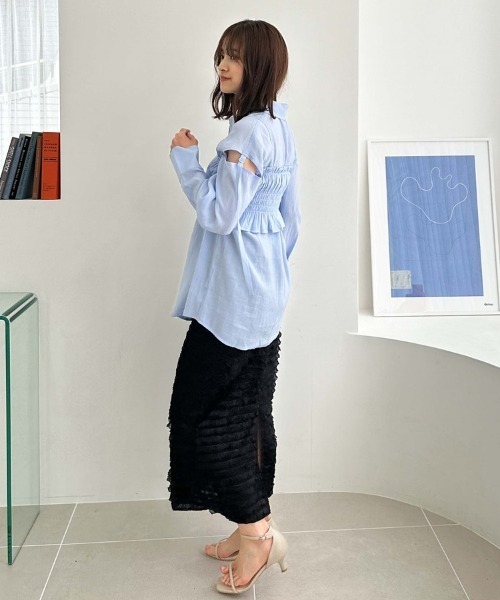 archives(アルシーヴ)の「ZIPビスチェXミドルシャツSET(シャツ/ブラウス・レディース・ブラック/オフホワイト/オレンジ/ブルー・MEDIUM)」の7枚目の写真