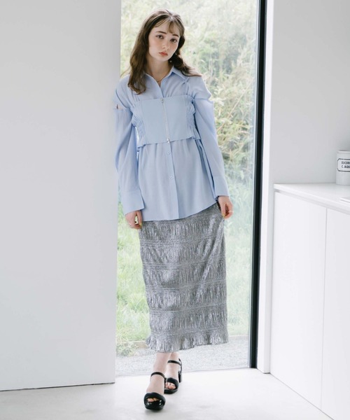 archives(アルシーヴ)の「ZIPビスチェXミドルシャツSET(シャツ/ブラウス・レディース・ブラック/オフホワイト/オレンジ/ブルー・MEDIUM)」の20枚目の写真