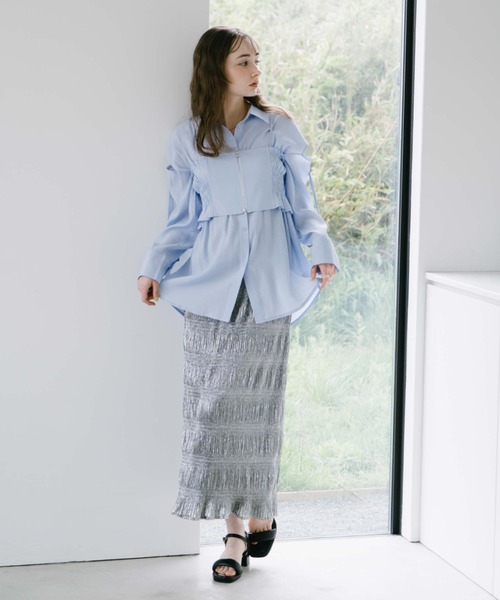 archives(アルシーヴ)の「ZIPビスチェXミドルシャツSET(シャツ/ブラウス・レディース・ブラック/オフホワイト/オレンジ/ブルー・MEDIUM)」の17枚目の写真