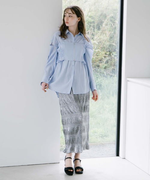 archives(アルシーヴ)の「ZIPビスチェXミドルシャツSET(シャツ/ブラウス・レディース・ブラック/オフホワイト/オレンジ/ブルー・MEDIUM)」の16枚目の写真