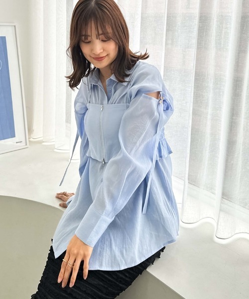 archives(アルシーヴ)の「ZIPビスチェXミドルシャツSET(シャツ/ブラウス・レディース・ブラック/オフホワイト/オレンジ/ブルー・MEDIUM)」の15枚目の写真