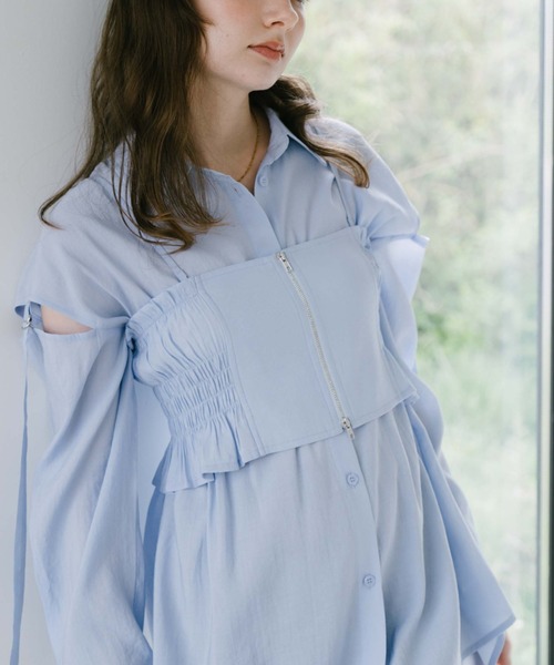 archives(アルシーヴ)の「ZIPビスチェXミドルシャツSET(シャツ/ブラウス・レディース・ブラック/オフホワイト/オレンジ/ブルー・MEDIUM)」の22枚目の写真